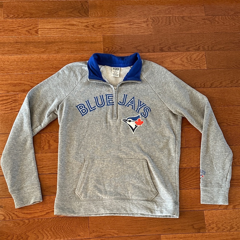 PINK Victoria's Secret Gray Toronto Blue Jays Zip Up Sweater